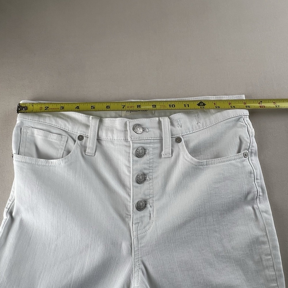 Madewell White High Rise Skinny Jeans Button Fly Raw Hem Womens Size 27 - Picture 9 of 13